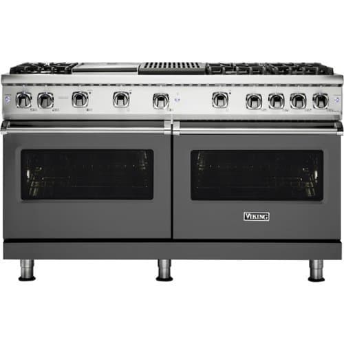 Viking - 8.0 Cu. Ft. 60"W. Professional 5 Series Freestanding Double Oven Gas Convection Range - Damascus Gray
