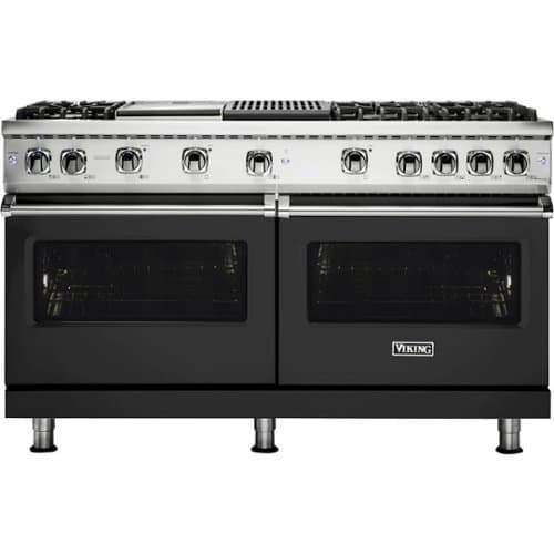 Viking - 8.0 Cu. Ft. 60"W. Professional 5 Series Freestanding Double Oven Gas Convection Range - Cast Black