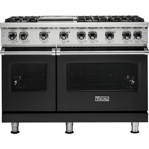 Viking - 6.1 Cu. Ft. 48"W. Professional 5 Series Freestanding Double Oven Gas Convection Range - Cast Black