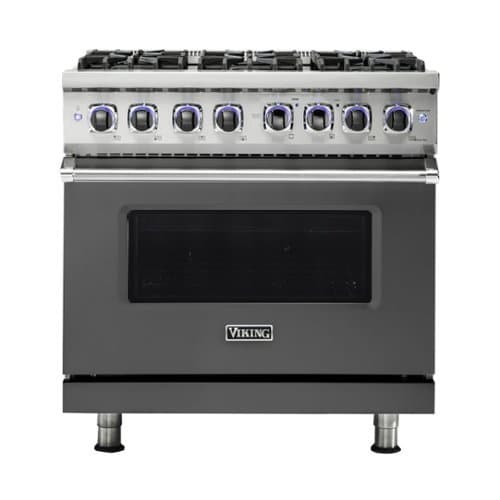 Viking - Freestanding 7 Series Dual Fuel Self-Clean 36"W Range - Damascus Gray