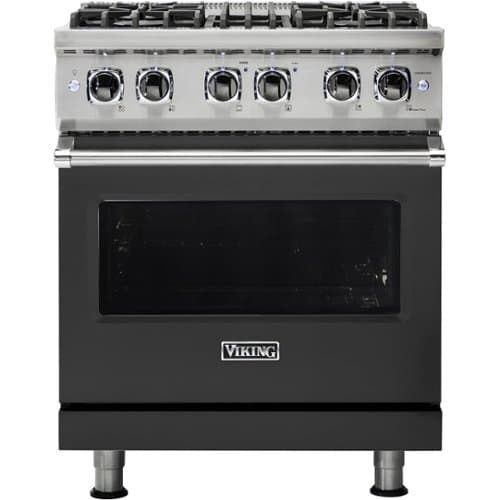 Viking - 5-Series 4.7 Cu. Ft. Self-Cleaning Freestanding Dual Fuel Convection Range - Cast Black