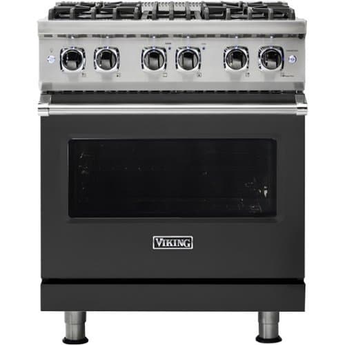 Viking - 5-Series 4.7 Cu. Ft. Self-Cleaning Freestanding Dual Fuel Convection Range - Cast Black