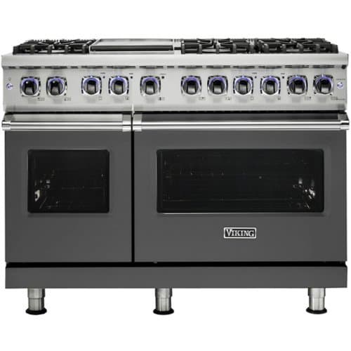 Viking - 48"W 7-Series Dual Fuel Self-Clean Range-6 Burners + Griddle - Damascus Gray