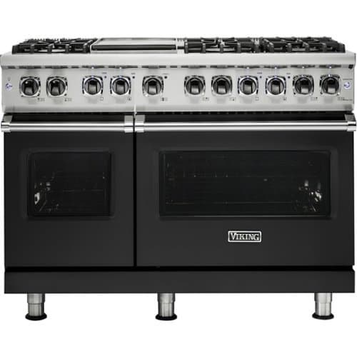Viking - 5-Series Dual Fuel Self-Clean 48"W Sealed Burner Range - Cast Black