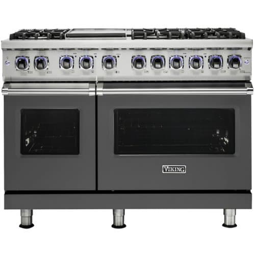 Viking - 48"W 7-Series Dual Fuel Self-Clean Range-6 Burners + Griddle - LP - Damascus Gray