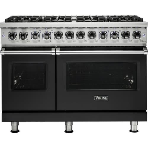 Viking - 5-Series Dual Fuel Self-Clean 48"W Sealed Burner Range - Cast Black