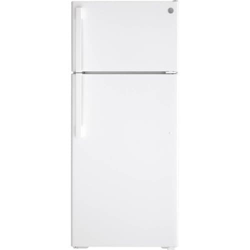 GE - 17.5 Cu. Ft. Top-Freezer Refrigerator with Edge-to-Edge Glass Shelves - White