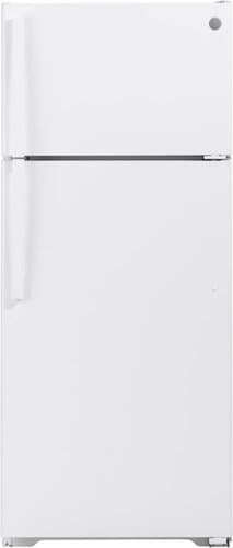 GE - 17.5 Cu. Ft. Top-Freezer Refrigerator with Edge-to-Edge Glass Shelves - White