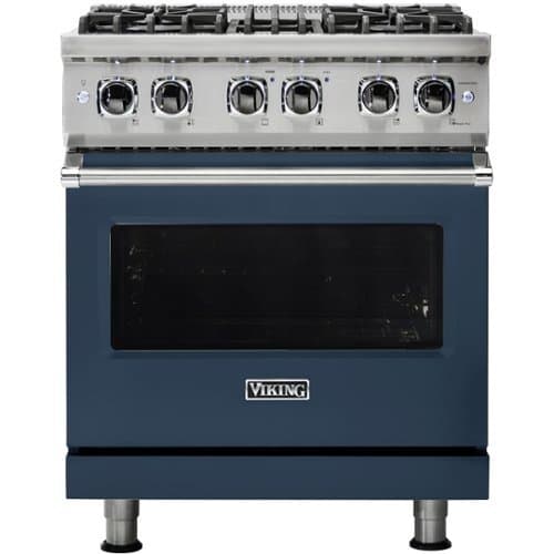 Viking - 5-Series 4.7 Cu. Ft. Self-Cleaning Freestanding Dual Fuel Convection Range - Slate Blue
