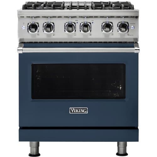 Viking - 5-Series 4.7 Cu. Ft. Self-Cleaning Freestanding Dual Fuel Convection Range - Slate Blue