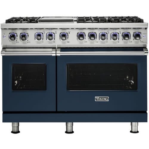 Viking - 48"W 7-Series Dual Fuel Self-Clean Range-6 Burners + Griddle - LP - Slate Blue