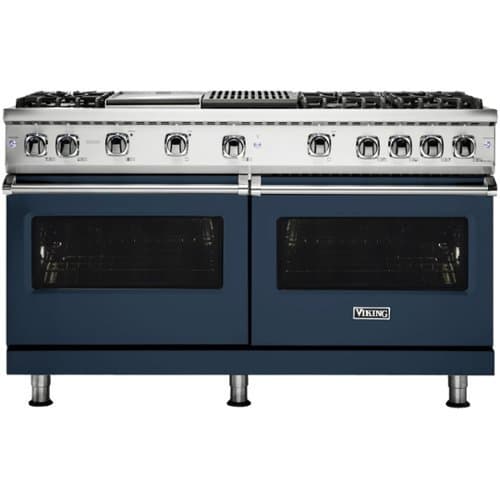 Viking - 8.0 Cu. Ft. 60"W. Professional 5 Series Freestanding Double Oven Liquid Propane Gas Convection Range - Slate Blue