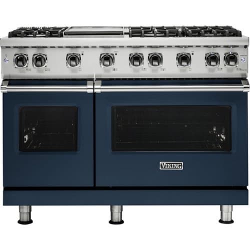 Viking - 6.1 Cu. Ft. 48"W. Professional 5 Series Freestanding Double Oven Liquid Propane Gas Convection Range - Slate Blue