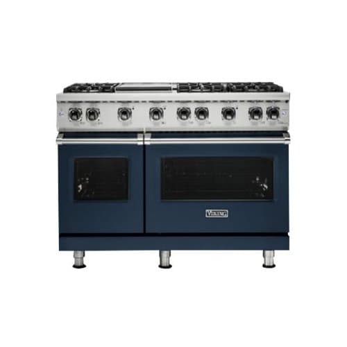 Viking - 6.1 Cu. Ft. 48"W. Professional 5 Series Freestanding Double Oven Gas Convection Range - Slate Blue
