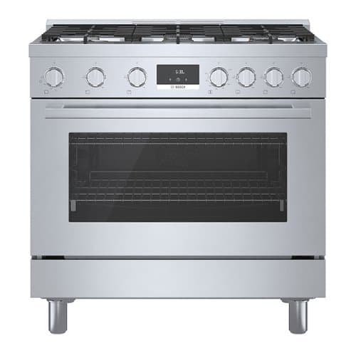 Bosch - 800 Series 3.5 Cu. Ft. Freestanding Gas Convection Range with Self Cleaning and 6 Dual Flame Ring Burners - Stainless Steel