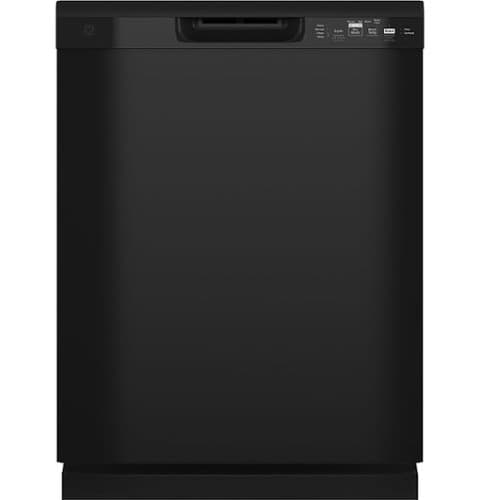 GE - 24" Front Control Built-In Plastic Tub Dishwasher with Steam + Sanitization and 55 dBA - Black