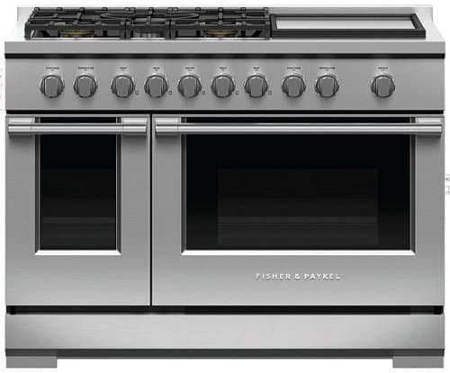 Fisher & Paykel - 7.7 Cu. Ft. Freestanding Double Oven Gas Convection Range - Stainless Steel