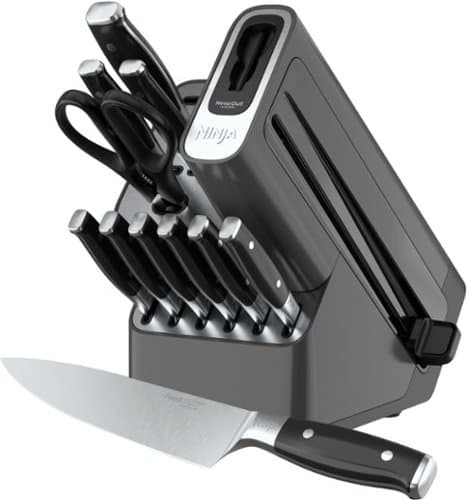 Ninja - NeverDull Premium 12-Piece Knife Block Set with Built-in Sharpener System - Black/Silver
