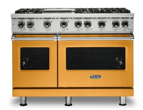 Viking - 6.1 Cu. Ft. 48"W. Professional 5 Series Freestanding Double Oven Liquid Propane Gas Convection Range - Daffodil