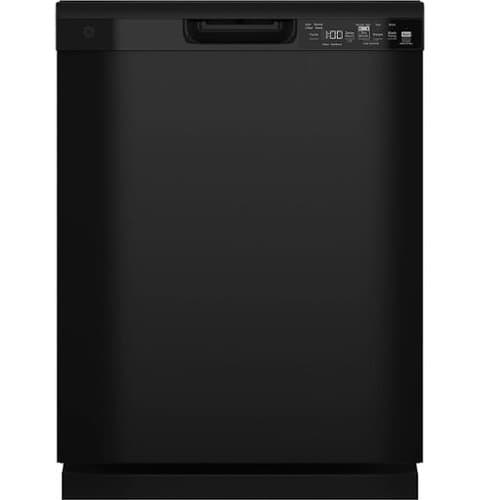 GE - 24" Front Control Built-In Plastic Tub Dishwasher with Steam + Sanitization and 52 dBA - Black