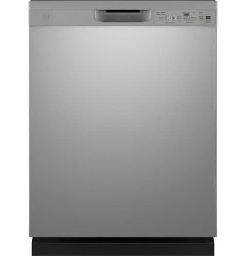 GE - 24" Front Control Built-In Plastic Tub Dishwasher with Steam + Sanitization and 52 dBA - Stainless Steel