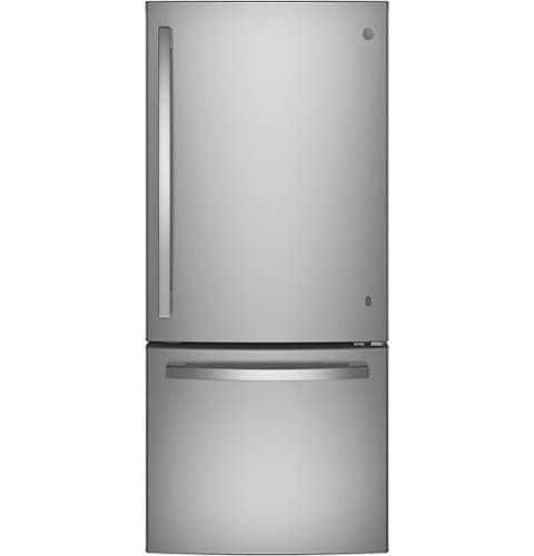 GE - 21.0 Cu. Ft. Bottom-Freezer Refrigerator with LED Interior Lighting - Stainless Steel