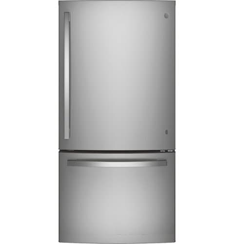 GE - 24.8 Cu. Ft. Bottom-Freezer Refrigerator with Sliding Snack Drawer - Stainless Steel