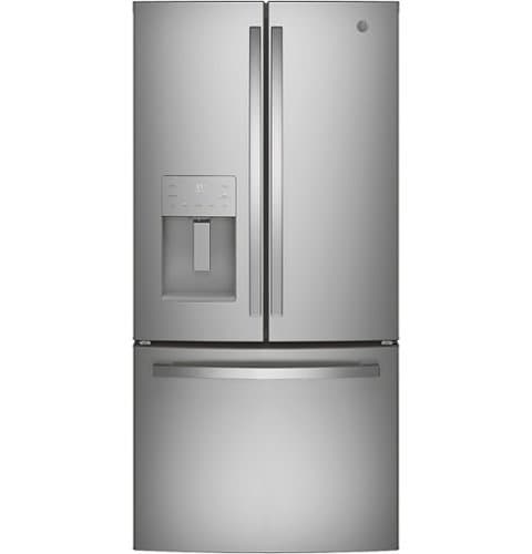 GE - 23.7 Cu. Ft. French Door Refrigerator with Space Saving Ice Maker - Stainless Steel
