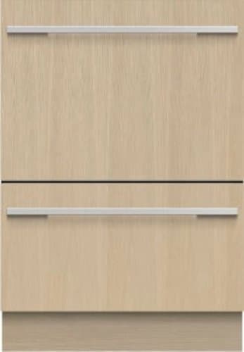 Fisher & Paykel - 24" Integrated Double DishDrawer, Top Control, Full Size, Stainless Interior, Water Softener 43 dba - Custom Panel Ready