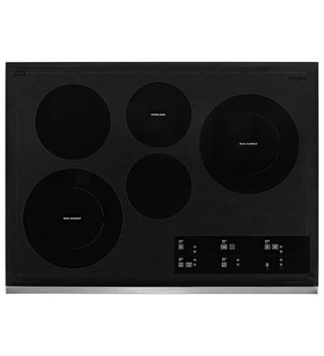 Whirlpool - 30" Built-In Electric Cooktop with 5 Burners and FlexHeat Dual Radiant Element - Black Stainless Steel