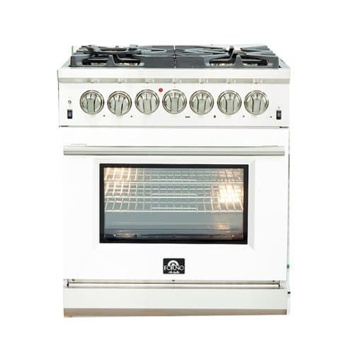Forno Appliances - Capriasca 4.32 Cu. Ft. Freestanding Dual Fuel Electric Range with Convection Oven - White Door