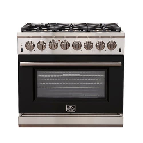 Forno Appliances - Capriasca 5.36 Cu. Ft. Freestanding Dual Fuel Electric Range with Convection Oven - Black Door