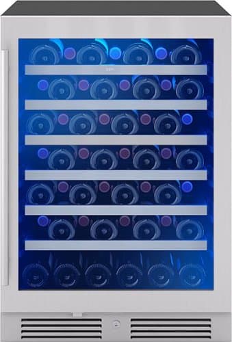 Zephyr - Presrv 24 in. 53-Bottle Built in/Freestanding Wine Cooler with Single Temperature Zone and 39 dBA - Stainless Steel/Glass