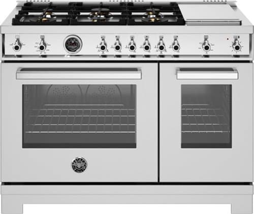 Bertazzoni - 48" Professional Series range - Gas Oven - 6 brass burners + griddle - LP version - Stainless Steel