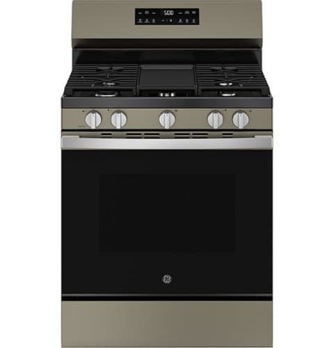 GE - 5.3 Cu. Ft. Freestanding Gas Range with Self-Clean and Steam Cleaning Option and Crisp Mode - Slate