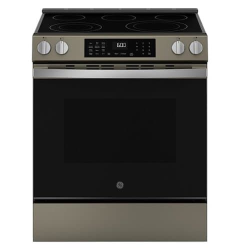 GE - 5.3 Cu. Ft. Slide-In Electric Convection Range with Steam Cleaning and EasyWash Oven Tray - Slate