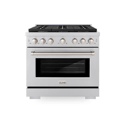 ZLINE - 36" Paramount Gas Range with Convection Oven with 6 Brass Burners (SGR-BR-36) - Stainless Steel
