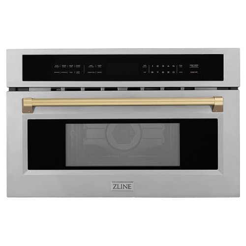ZLINE - Autograph 30 in. Convection Microwave Oven in Satin Steel and Champagne Bronze Accents - Stainless Steel