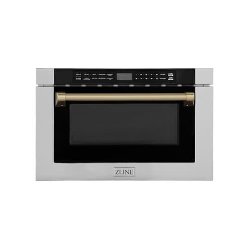 ZLINE - Autograph Edition 24" 1.2 cu. ft. Built-in Microwave Drawer in - Stainless Steel and Champagne Bronze Accents