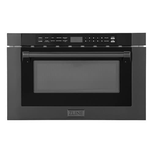 ZLINE - 24 in. Built-in Microwave Drawer with a Traditional Handle - Black Stainless Steel