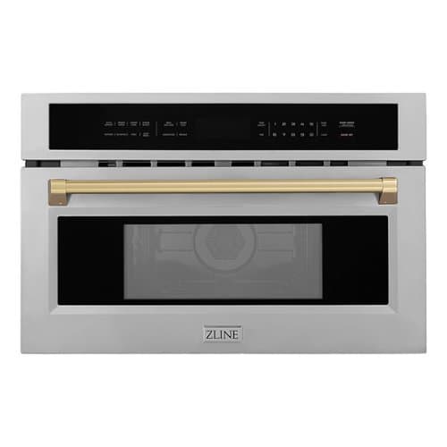 ZLINE - Autograph Edition 30" 1.6 cu ft. Built-in Convection Microwave Oven and Champagne Bronze Accents - Stainless Steel