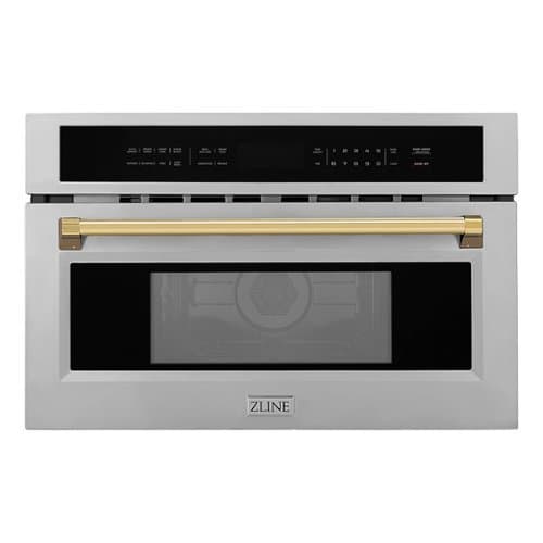 ZLINE - Autograph Edition 30" 1.6 cu ft. Built-in Convection Microwave Oven and Polished Gold Accents - Stainless Steel