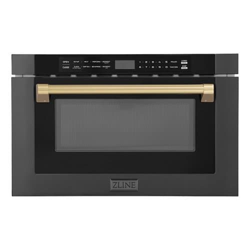 ZLINE - Autograph Edition 24 in. Built-in Microwave Drawer in - Black Stainless Steel and Champagne Bronze Accents