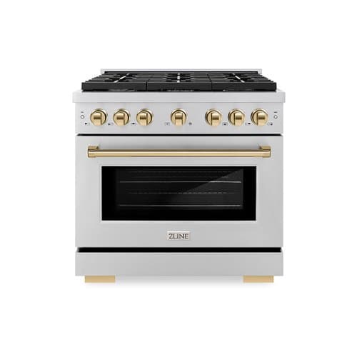 ZLINE - Autograph Edition 36" Paramount Gas Range w/ 6 Burners & Polished Gold Accents (SGRZ-36-G) - Stainless Steel