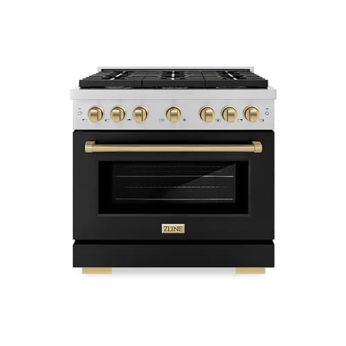ZLINE - Autograph 36" Paramount Gas Range with 6 Burners and Bronze Accents (SGRZ-BLM-36-CB) - Black