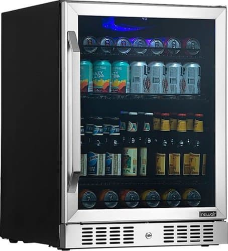 NewAir - Refurbished 24” Built-in Beverage Fridge w/ Triple-Pane Glass - Stainless Steel