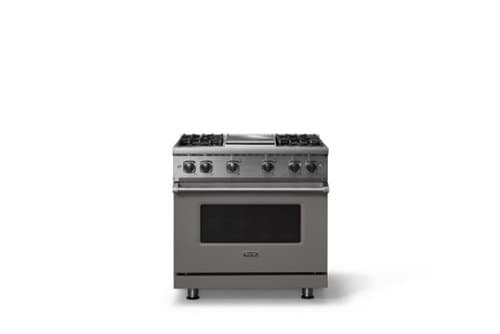 Viking - 5.1 Cu. Ft. 36"W Freestanding LP Gas Sealed 4 Burner Range with Griddle - Damascus Gray