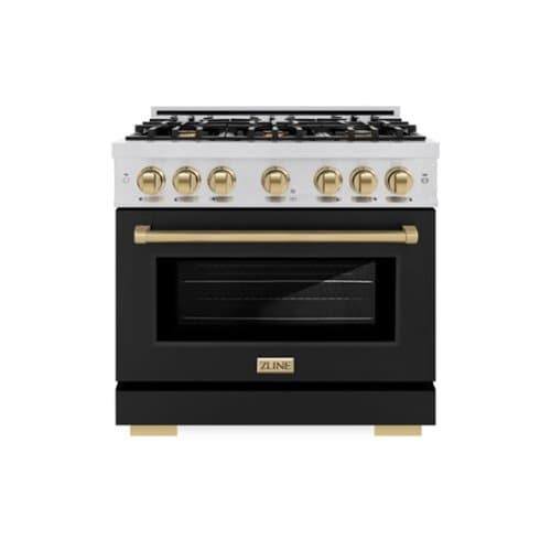 ZLINE - Autograph 36" Select Dual Fuel Range with Bronze Accents (HDRZ-BLM-36-CB) - White