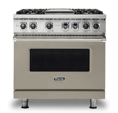 Viking - 5-Series 5.6 Cu. Ft. Self-Cleaning Freestanding Dual Fuel Convection Range - 4 Burner - Nantucket