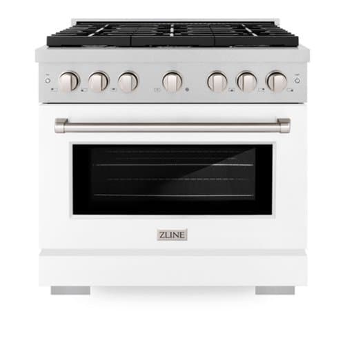 ZLINE - 36 in. Paramount Gas Range with 6 Burners and Convection Oven (SGRS-WM-36) - Stainless Steel/White Matte